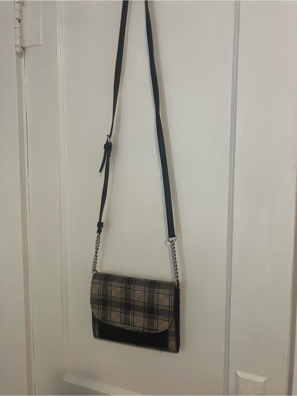 Nine West Plaid Crossbody Bag in Beige and Black
